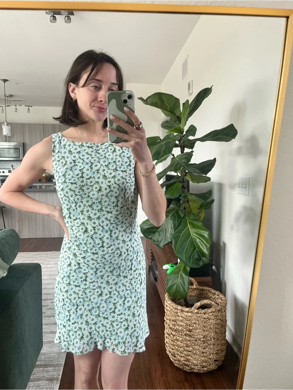 Reformation White and Green Floral Mini Dress - Picture 1 of 2